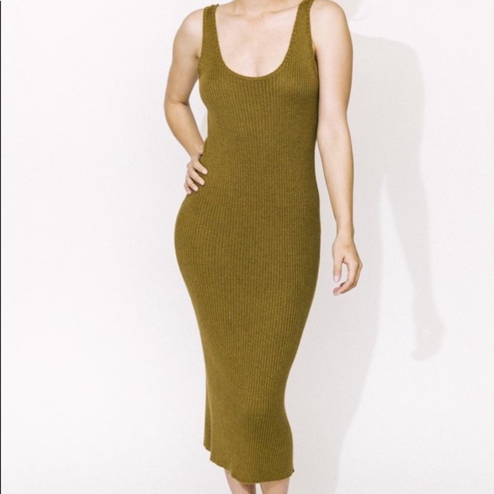 Ajaie Alaie Somos Dos slip olive dress in Cotton/Alpaca Sz S